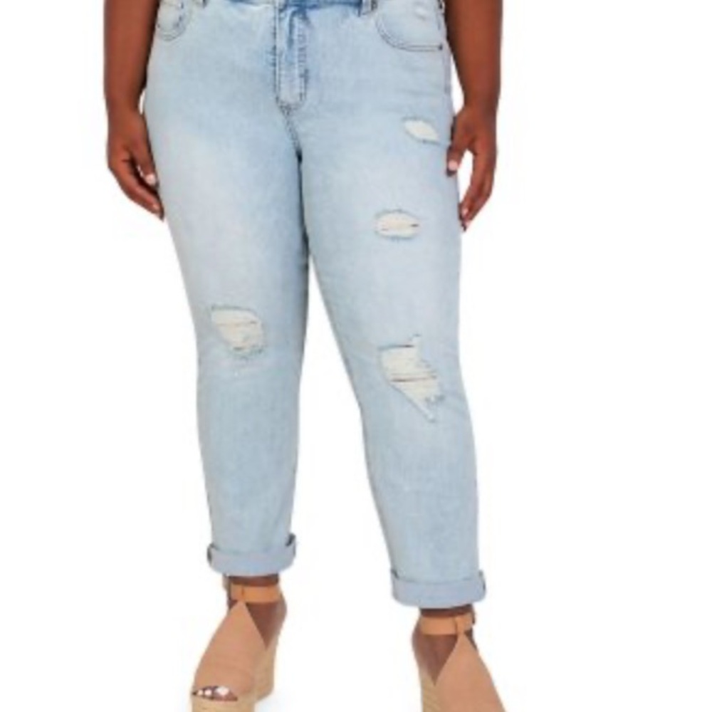 Seven7 Weekend Slim Ankle Cropped Jeans with Distressed Design size 14